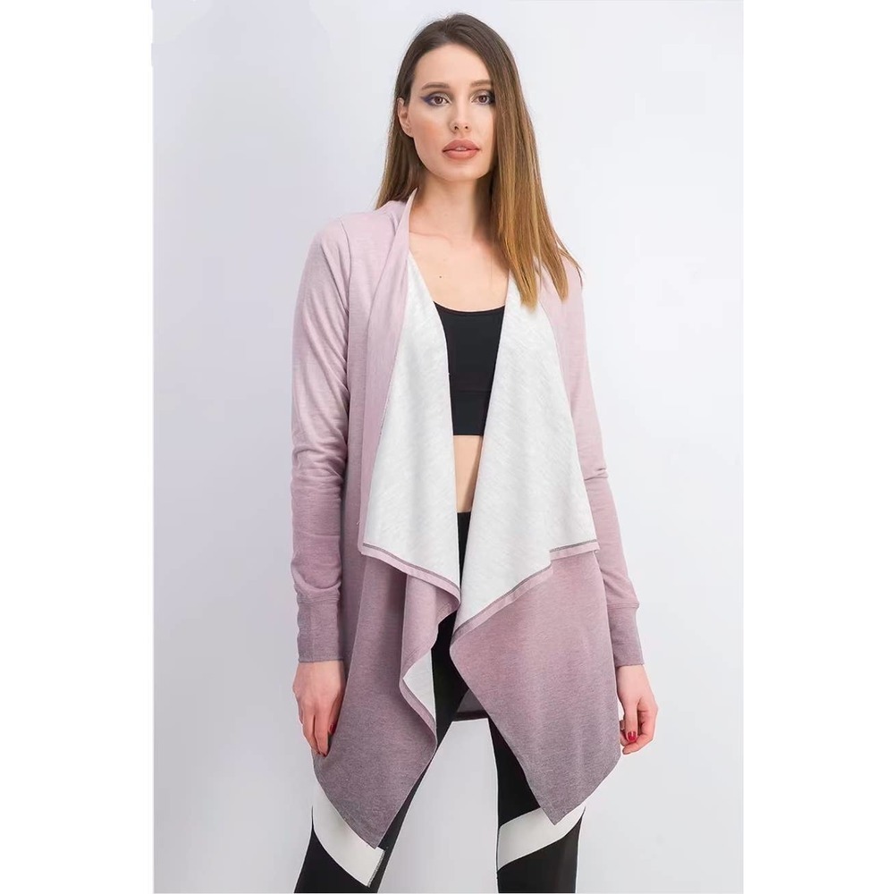 Ideology Pink and White Open Front Cardigan